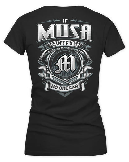MUSA AP81-K4-626 - Personalized Ahmed Quote Apparel “If Ahmed Can't Fix It, No One Can” - Women's V-Neck T-Shirt - Black