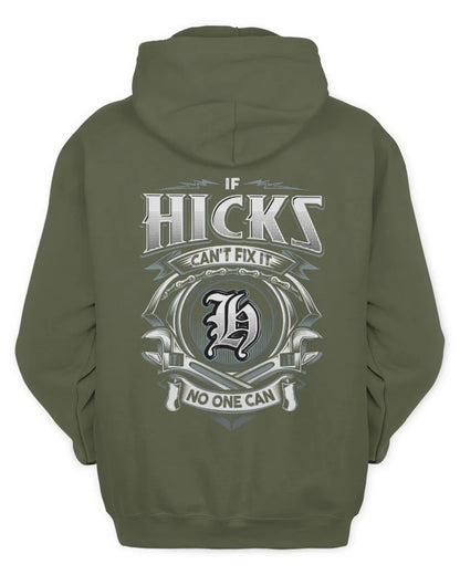 HICKS AP81-K4-626 - Personalized Ahmed Quote Apparel “If Ahmed Can't Fix It, No One Can” - Unisex Hoodie - Military Green