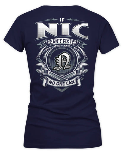 NIC AP81-K4-626 - Personalized Ahmed Quote Apparel “If Ahmed Can't Fix It, No One Can” - Women's V-Neck T-Shirt - Navy
