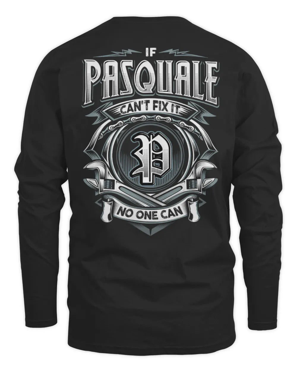 PASQUALE AP81-K4-626 - Personalized Ahmed Quote Apparel “If Ahmed Can't Fix It, No One Can” - Men's Long Sleeved T-Shirt - Black