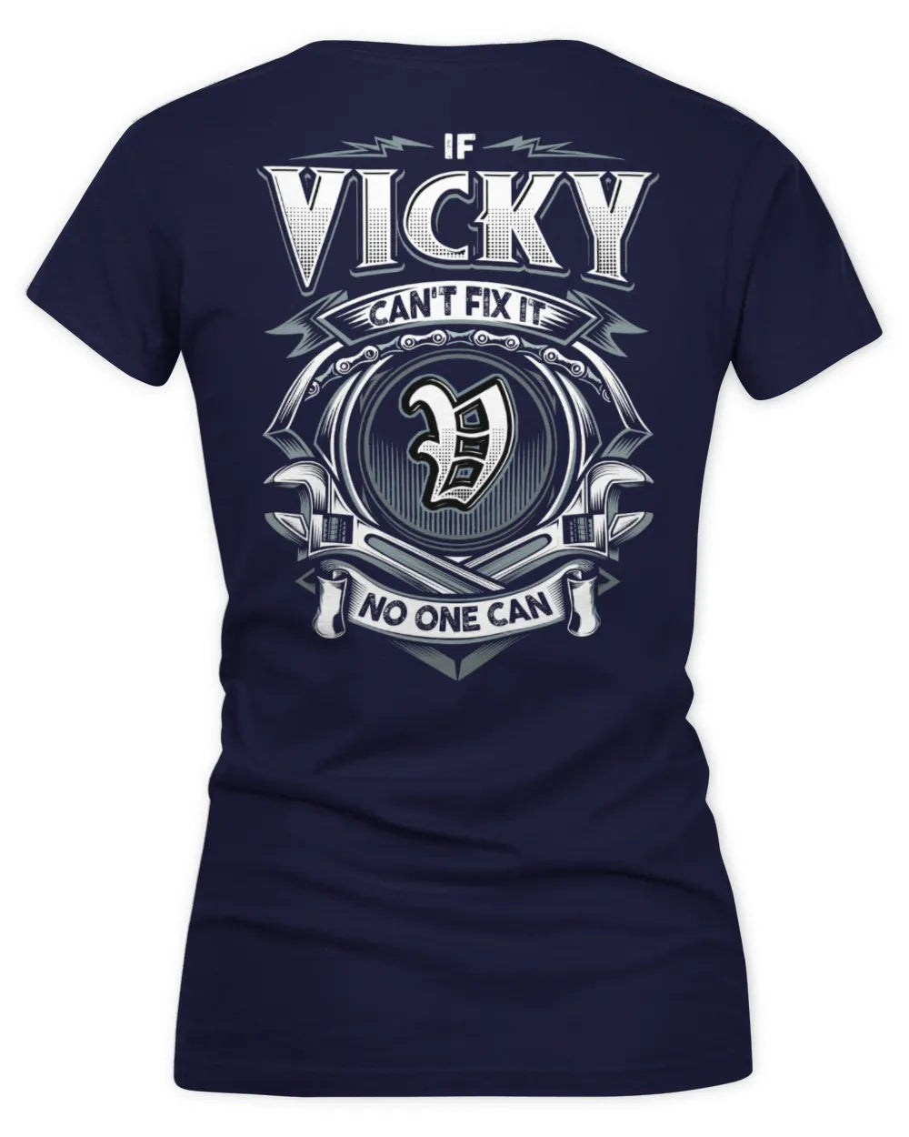 VICKY AP81-K4-626 - Personalized Ahmed Quote Apparel “If Ahmed Can't Fix It, No One Can” - Women's V-Neck T-Shirt - Navy