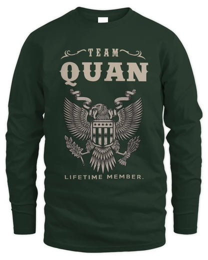 QUAN TP06-K82 – Personalized Classic Style Apparel “Team NAME Lifetime Member” - Men's Long Sleeved T-Shirt - Forest Green