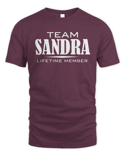 SANDRA BL62-K4-128 - Personalized “Team NAME Lifetime Member” - Unisex Standard T-Shirt - Maroon