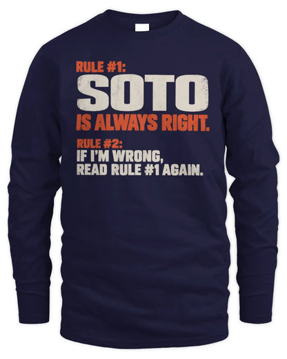SOTO NP1-H006 - Always Right Personalized Name T-Shirt – Funny Custom Name Shirt - Men's Long Sleeved T-Shirt - Navy