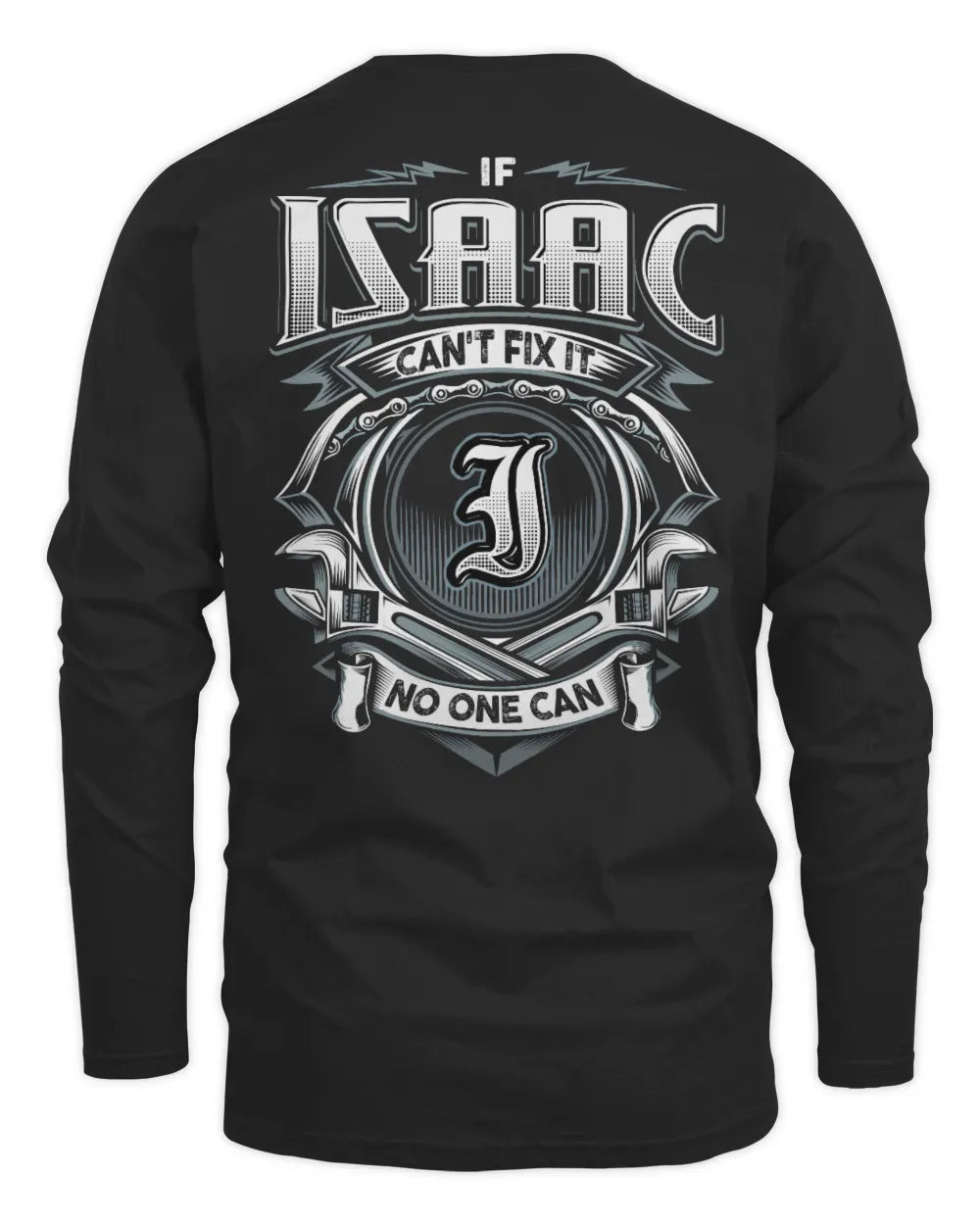 ISAAC AP81-K4-626 - Personalized Ahmed Quote Apparel “If Ahmed Can't Fix It, No One Can” - Men's Long Sleeved T-Shirt - Black