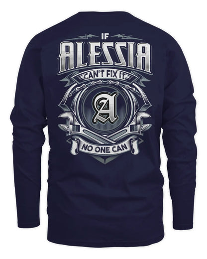 ALESSIA AP81-K4-626 - Personalized Ahmed Quote Apparel “If Ahmed Can't Fix It, No One Can” - Men's Long Sleeved T-Shirt - Navy