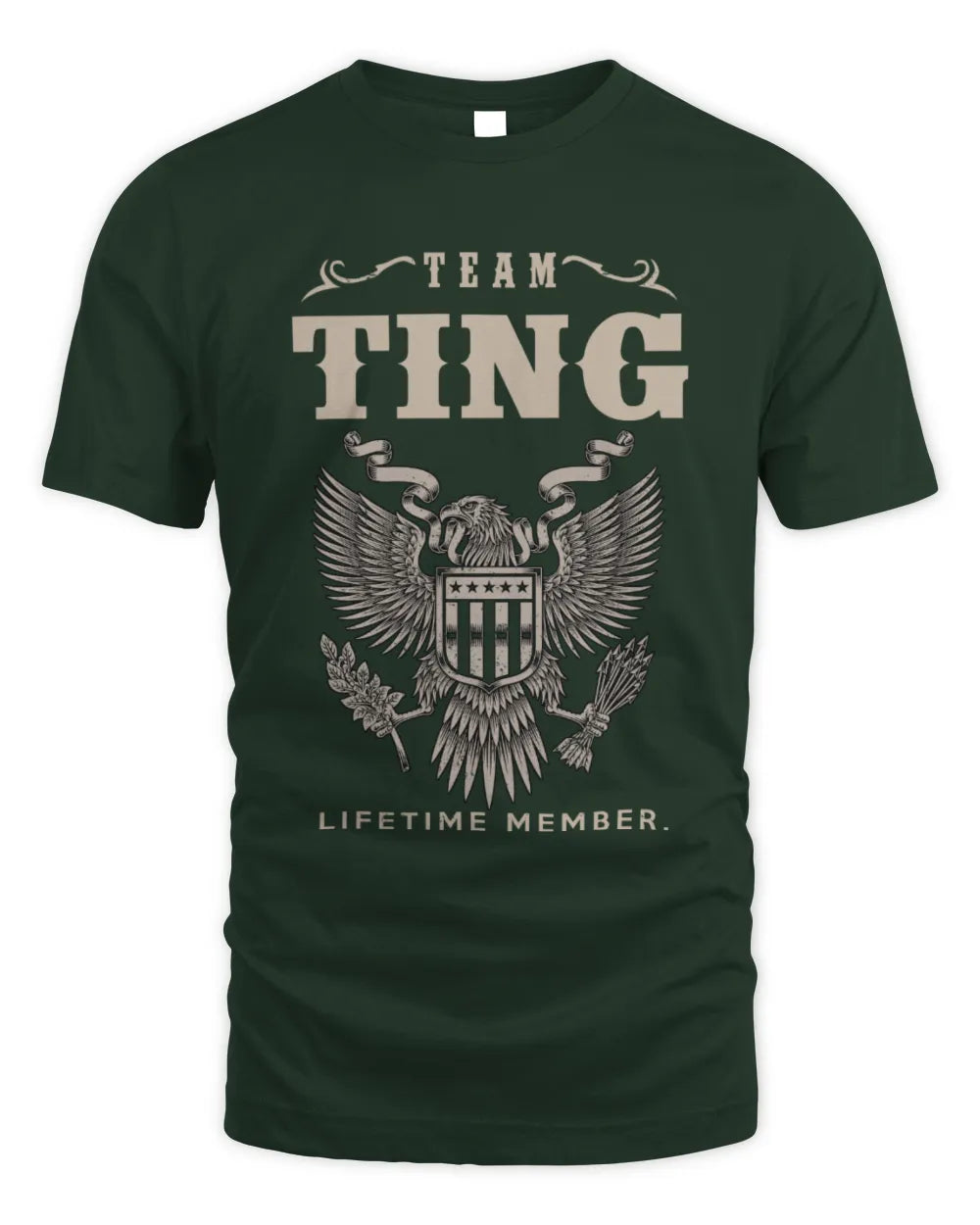 TING TP06-K82 – Personalized Classic Style Apparel “Team NAME Lifetime Member” - Unisex Standard T-Shirt - Forest Green