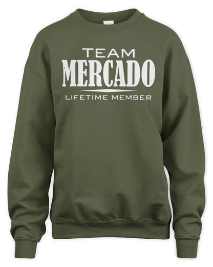 MERCADO BL62-K4-128 - Personalized “Team NAME Lifetime Member” - Unisex Sweatshirt - Military Green