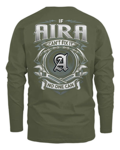 AIRA AP81-K4-626 - Personalized Ahmed Quote Apparel “If Ahmed Can't Fix It, No One Can” - Men's Long Sleeved T-Shirt - Military Green