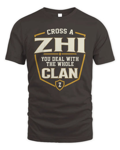 ZHI NT1-K008 Cross A/An NAME, You Deal With the Whole Clan | Personalized Vintage T-Shirt - Unisex Standard T-Shirt - Dark Chocolate