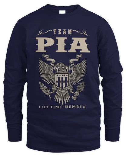 PIA TP06-K82 – Personalized Classic Style Apparel “Team NAME Lifetime Member” - Men's Long Sleeved T-Shirt - Navy