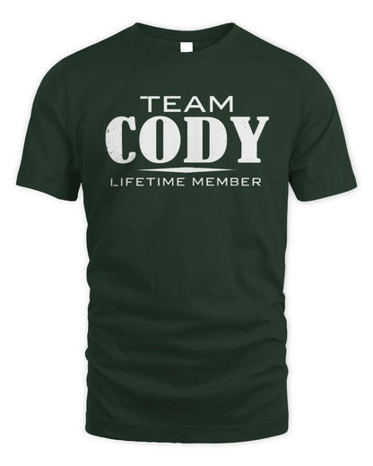CODY BL62-K4-128 - Personalized “Team NAME Lifetime Member” - Unisex Standard T-Shirt - Forest Green