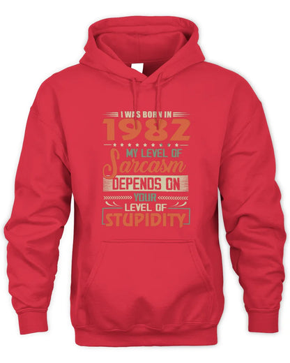 1982 HH89-K2 – Vintage Born to Be Sarcastic T-Shirt - Unisex Hoodie - Red