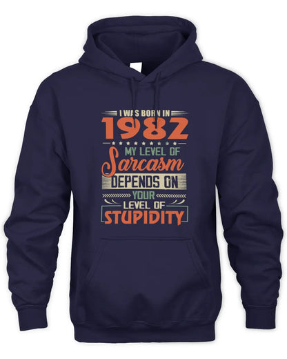 1982 HH89-K2 – Vintage Born to Be Sarcastic T-Shirt - Unisex Hoodie - Navy