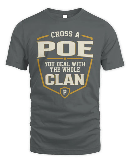 POE NT1-K008 Cross A/An NAME, You Deal With the Whole Clan | Personalized Vintage T-Shirt - Unisex Standard T-Shirt - Charcoal