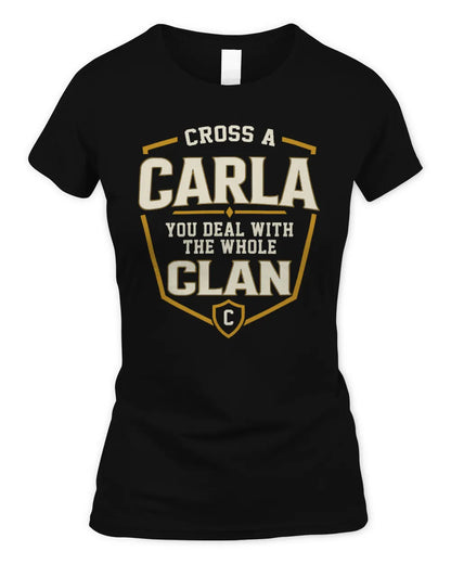 CARLA NT1-K008 Cross A/An NAME, You Deal With the Whole Clan | Personalized Vintage T-Shirt - Women's Standard T-Shirt - Black