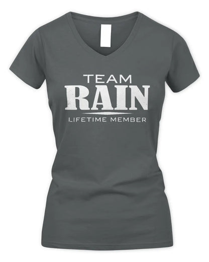 RAIN BL62-K4-128 - Personalized “Team NAME Lifetime Member” - Women's V-Neck T-Shirt - Charcoal