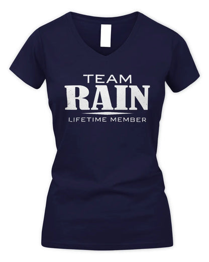 RAIN BL62-K4-128 - Personalized “Team NAME Lifetime Member” - Women's V-Neck T-Shirt - Navy