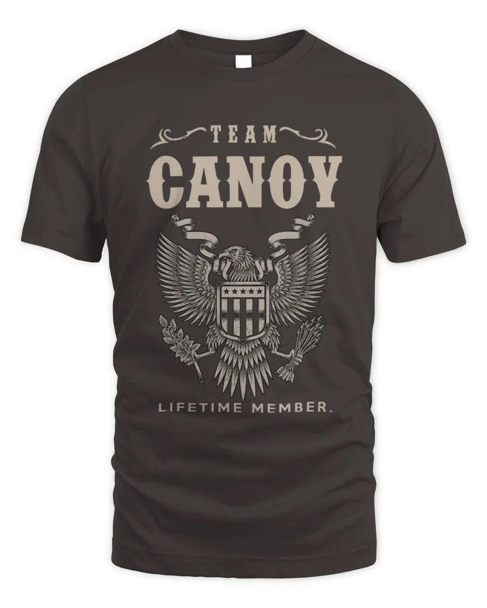 CANOY TP06-K82 – Personalized Classic Style Apparel “Team NAME Lifetime Member” - Unisex Standard T-Shirt - Dark Chocolate