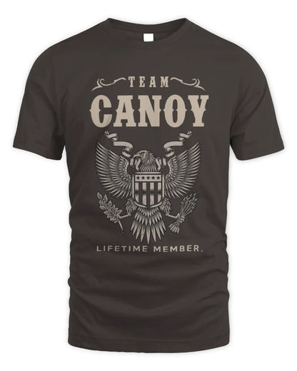CANOY TP06-K82 – Personalized Classic Style Apparel “Team NAME Lifetime Member” - Unisex Standard T-Shirt - Dark Chocolate