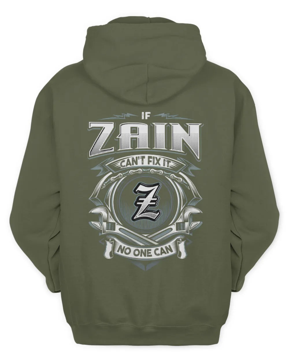 ZAIN AP81-K4-626 - Personalized Ahmed Quote Apparel “If Ahmed Can't Fix It, No One Can” - Unisex Hoodie - Military Green