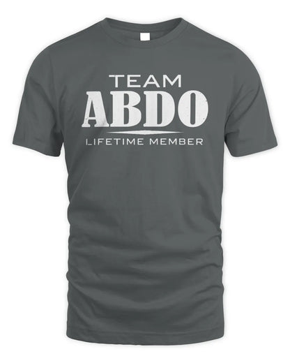 ABDO BL62-K4-128 - Personalized “Team NAME Lifetime Member” - Unisex Standard T-Shirt - Charcoal
