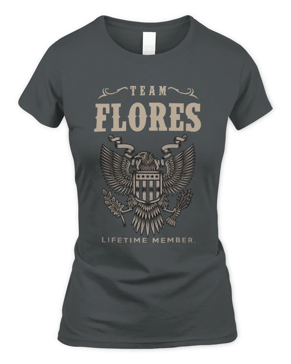 FLORES TP06-K82 – Personalized Classic Style Apparel “Team NAME Lifetime Member” - Women's Standard T-Shirt - Charcoal