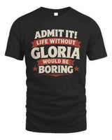 GLORIA P4 KT003 Personalized Funny Quote Apparel “Life Without NAME Would Be Boring” - Unisex Standard T-Shirt - Black