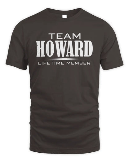 HOWARD BL62-K4-128 - Personalized “Team NAME Lifetime Member” - Unisex Standard T-Shirt - Dark Chocolate