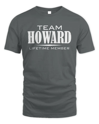 HOWARD BL62-K4-128 - Personalized “Team NAME Lifetime Member” - Unisex Standard T-Shirt - Charcoal