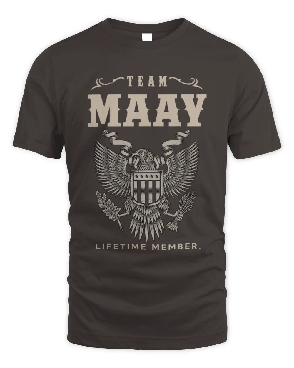 MAAY TP06-K82 – Personalized Classic Style Apparel “Team NAME Lifetime Member” - Unisex Standard T-Shirt - Dark Chocolate