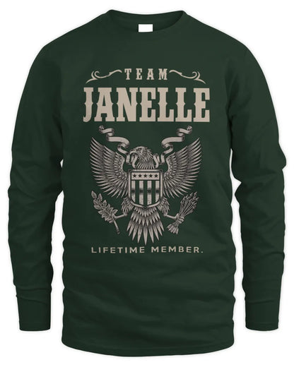 JANELLE TP06-K82 – Personalized Classic Style Apparel “Team NAME Lifetime Member” - Men's Long Sleeved T-Shirt - Forest Green