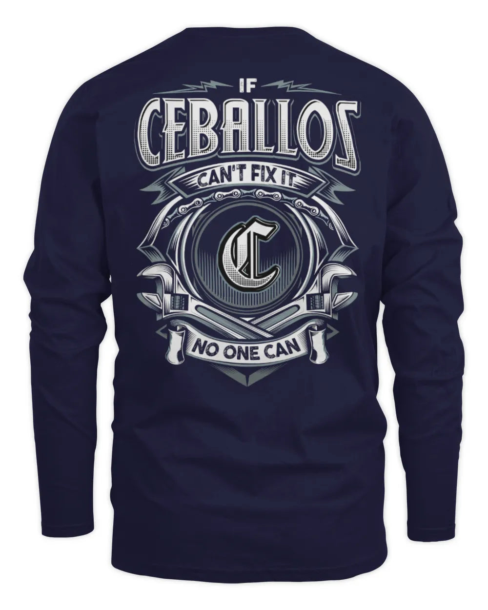 CEBALLOS AP81-K4-626 - Personalized Ahmed Quote Apparel “If Ahmed Can't Fix It, No One Can” - Men's Long Sleeved T-Shirt - Navy