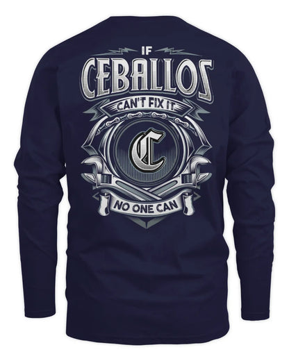 CEBALLOS AP81-K4-626 - Personalized Ahmed Quote Apparel “If Ahmed Can't Fix It, No One Can” - Men's Long Sleeved T-Shirt - Navy