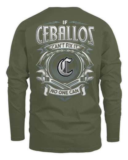 CEBALLOS AP81-K4-626 - Personalized Ahmed Quote Apparel “If Ahmed Can't Fix It, No One Can” - Men's Long Sleeved T-Shirt - Military Green