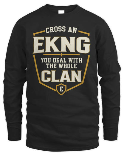 EKNG NT1-K008 Cross A/An NAME, You Deal With the Whole Clan | Personalized Vintage T-Shirt - Men's Long Sleeved T-Shirt - Black