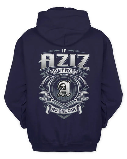 AZIZ AP81-K4-626 - Personalized Ahmed Quote Apparel “If Ahmed Can't Fix It, No One Can” - Unisex Hoodie - Navy