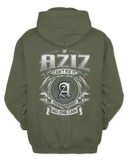 AZIZ AP81-K4-626 - Personalized Ahmed Quote Apparel “If Ahmed Can't Fix It, No One Can” - Unisex Hoodie - Military Green