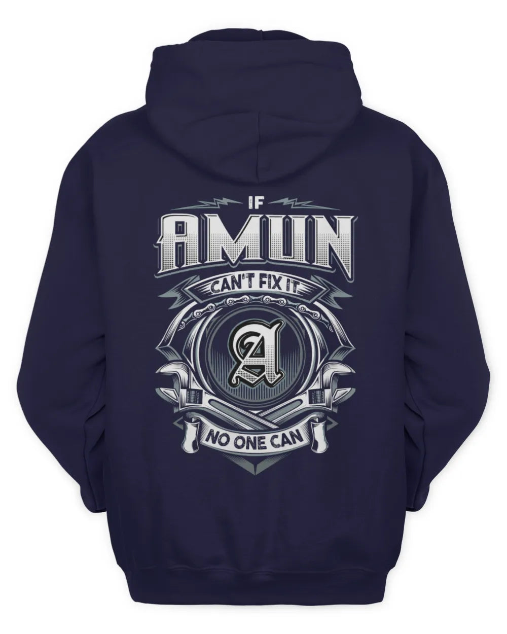 AMUN AP81-K4-626 - Personalized Ahmed Quote Apparel “If Ahmed Can't Fix It, No One Can” - Unisex Hoodie - Navy