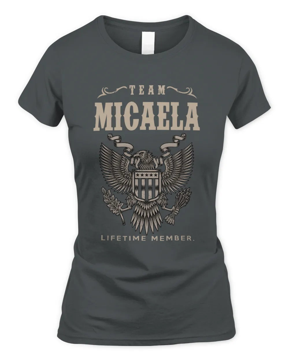 MICAELA TP06-K82 – Personalized Classic Style Apparel “Team NAME Lifetime Member” - Women's Standard T-Shirt - Charcoal