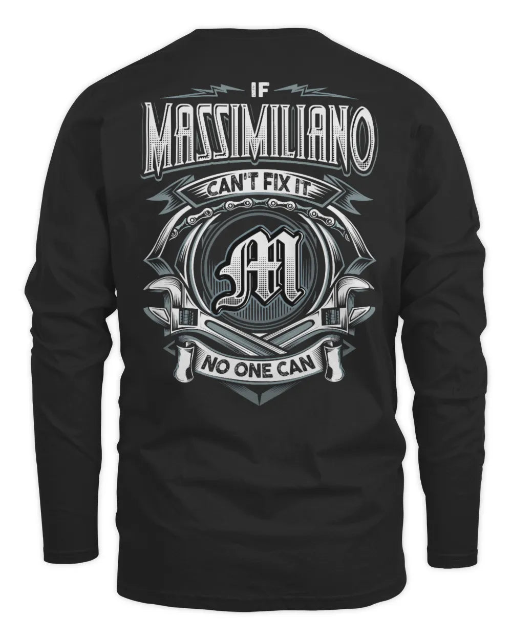 MASSIMILIANO AP81-K4-626 - Personalized Ahmed Quote Apparel “If Ahmed Can't Fix It, No One Can” - Men's Long Sleeved T-Shirt - Black