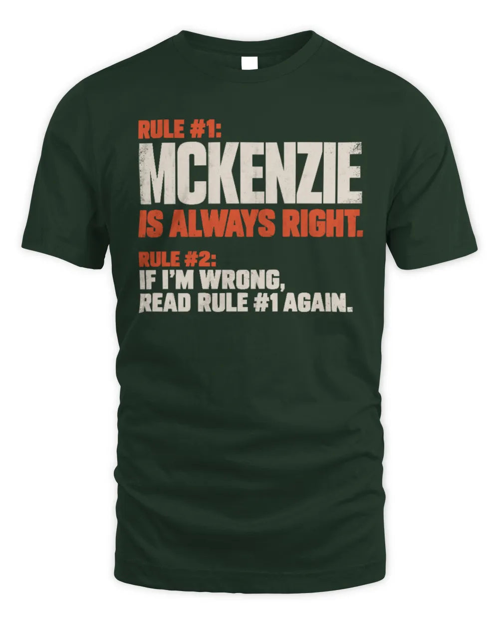 MCKENZIE NP1-H006 
Always Right Personalized Name T-Shirt – Funny Custom Name Shirt - Unisex Standard T-Shirt - Forest Green