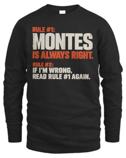 MONTES NP1-H006 
Always Right Personalized Name T-Shirt – Funny Custom Name Shirt - Men's Long Sleeved T-Shirt - Black