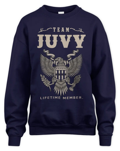 JUVY TP06-K82 – Personalized Classic Style Apparel “Team NAME Lifetime Member” - Unisex Sweatshirt - Navy