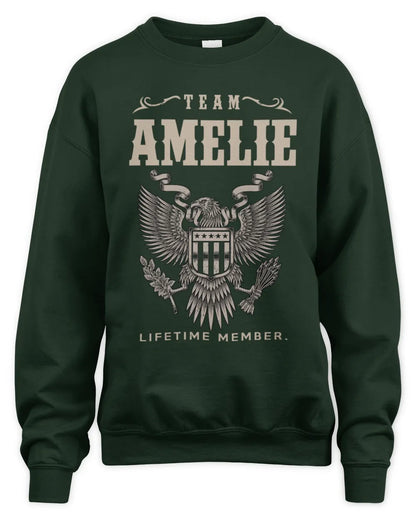 AMELIE TP06-K82 – Personalized Classic Style Apparel “Team NAME Lifetime Member” - Unisex Sweatshirt - Forest Green