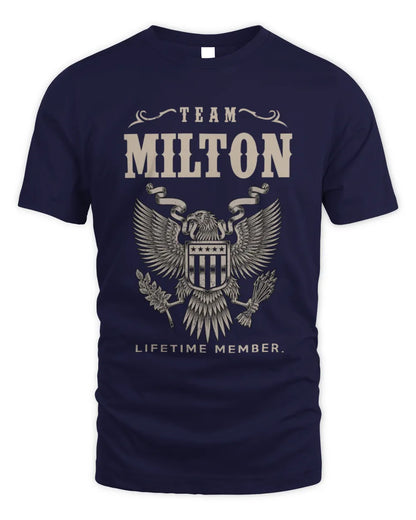 MILTON TP06-K82 – Personalized Classic Style Apparel “Team NAME Lifetime Member” - Unisex Standard T-Shirt - Navy