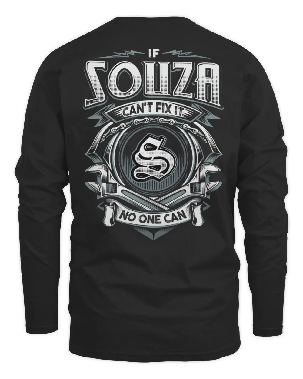SOUZA AP81-K4-626 - Personalized Ahmed Quote Apparel “If Ahmed Can't Fix It, No One Can” - Men's Long Sleeved T-Shirt - Black