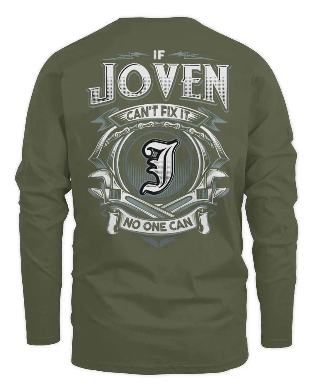 JOVEN AP81-K4-626 - Personalized Ahmed Quote Apparel “If Ahmed Can't Fix It, No One Can” - Men's Long Sleeved T-Shirt - Military Green