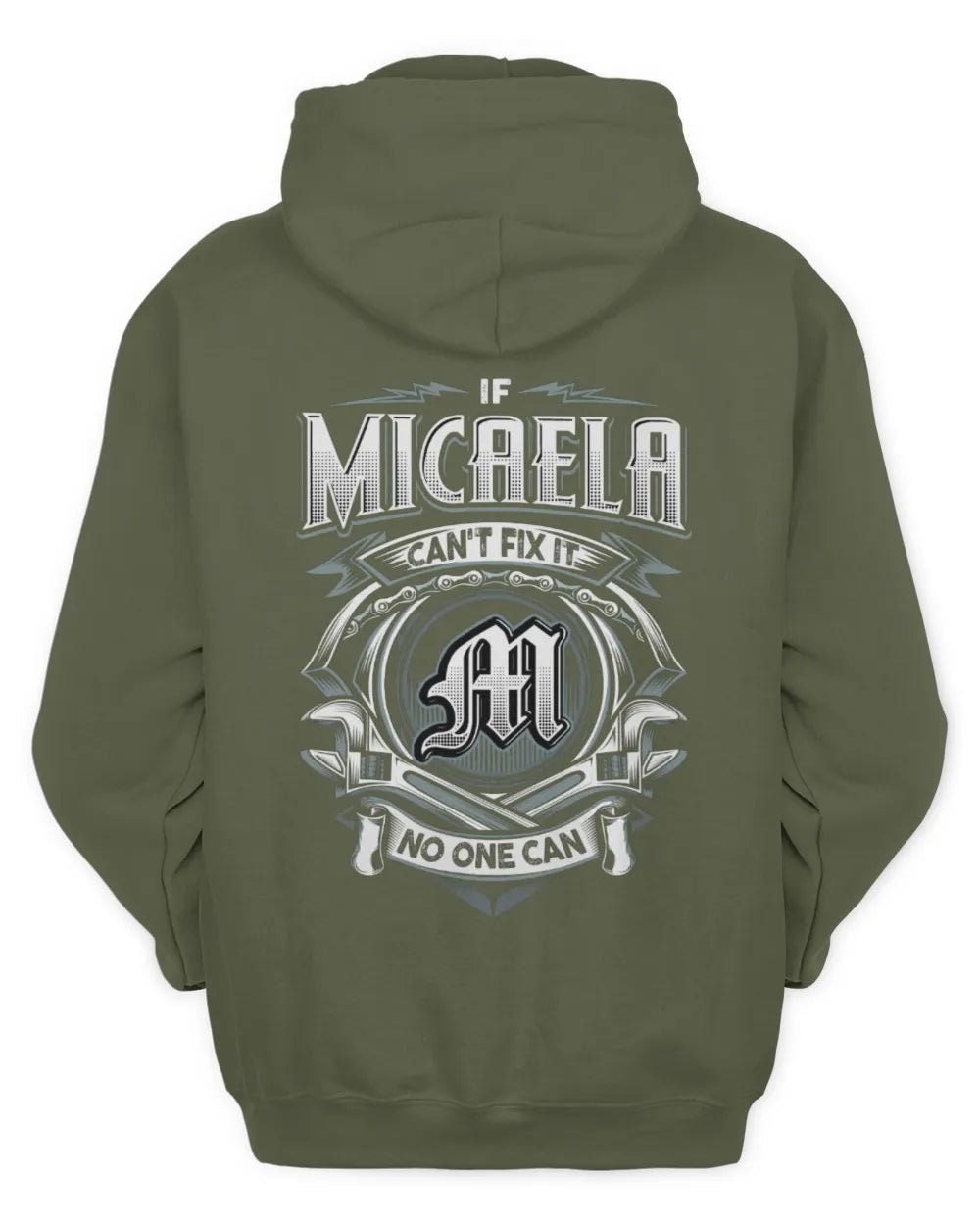 MICAELA AP81-K4-626 - Personalized Ahmed Quote Apparel “If Ahmed Can't Fix It, No One Can” - Unisex Hoodie - Military Green