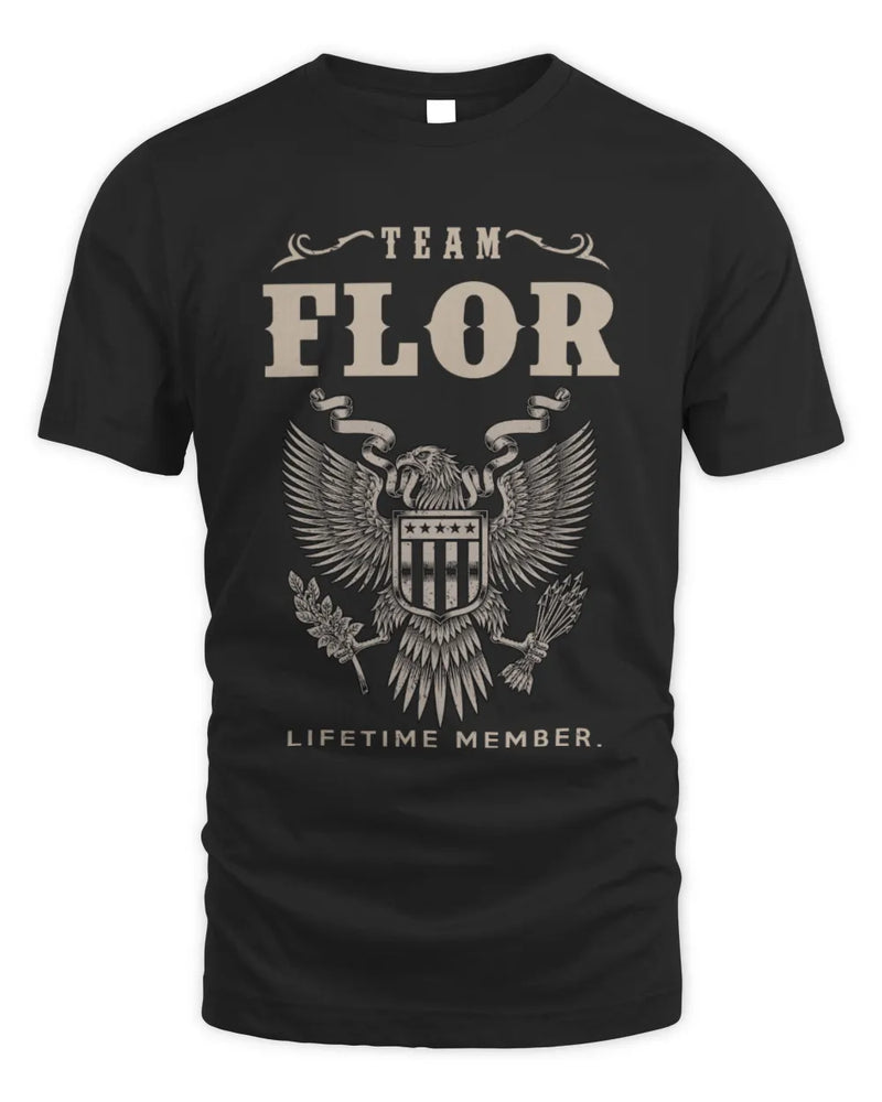 FLOR TP06-K82 – Personalized Classic Style Apparel “Team NAME Lifetime Member” - Unisex Standard T-Shirt - Black
